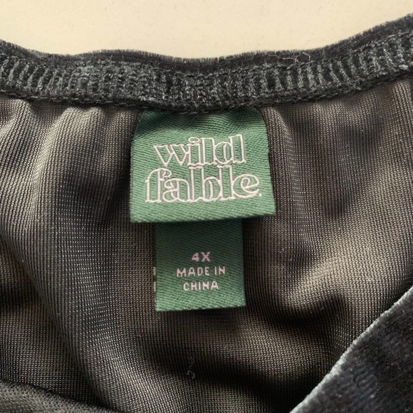 WILD FABLE Dark Grey Velour Peasant Dress Plus Size - Picture 10 of 11